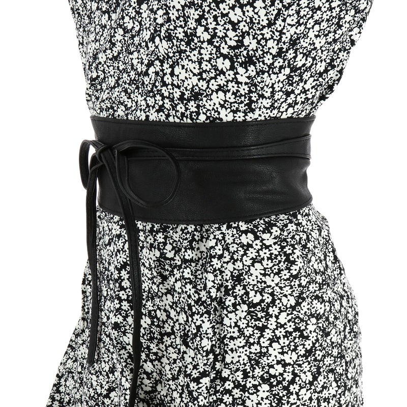 FASHIONGEN Obi Belt for Women â€“ Wide Waist Belt in Faux Leather, MICA - Black, 2XL - Image 4